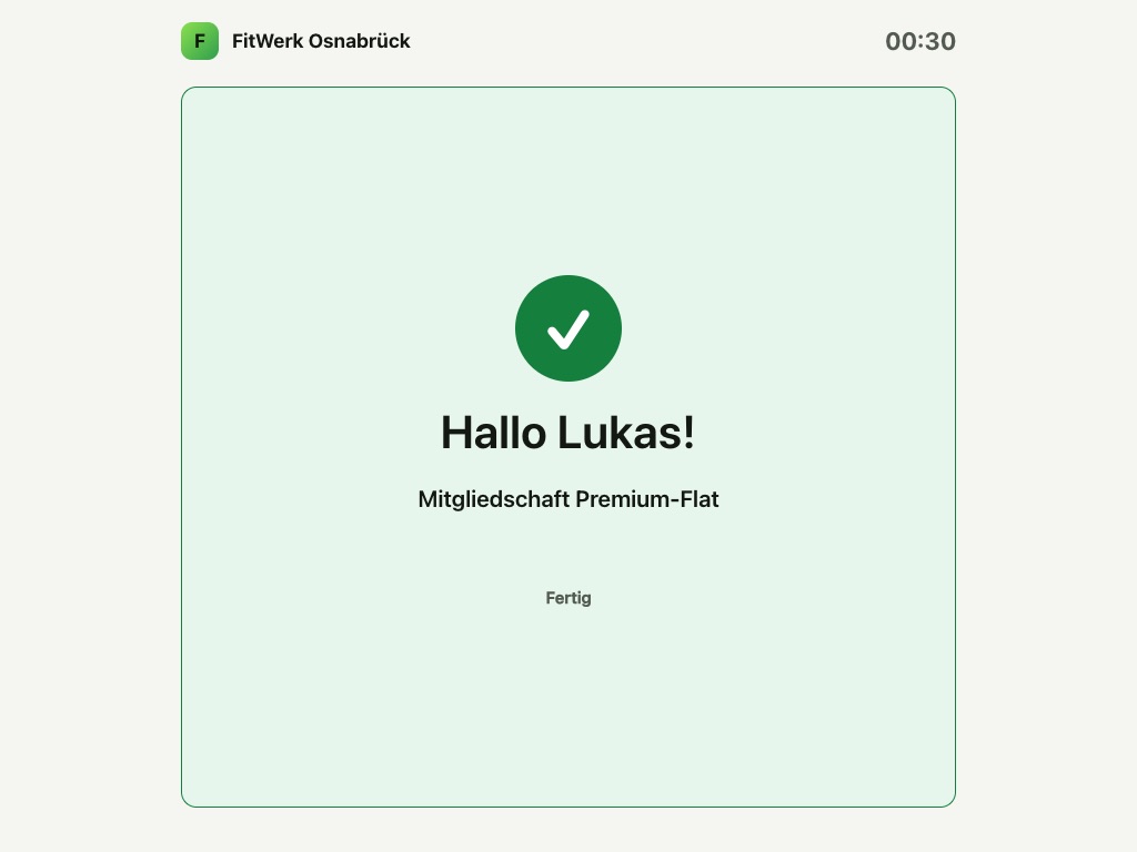 Check-in am Tablet: Zutritt erlaubt